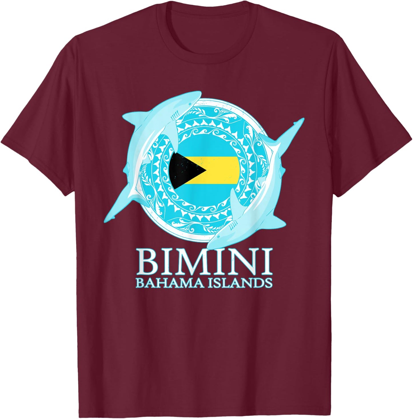 Caribbean Reef Sharks Bimini Shark Diving Bahama Islands T-Shirt - T-Shirt | Maroon