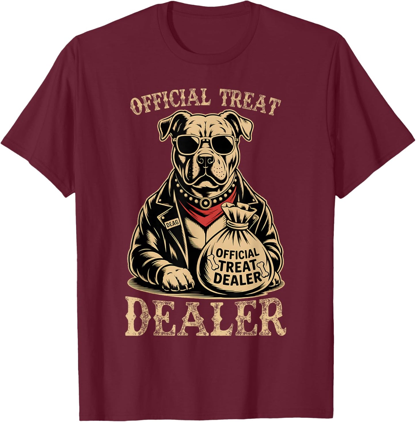 Dog Lover Official Treat Dealer Funny Pet Owner T-Shirt - T-Shirt | Maroon