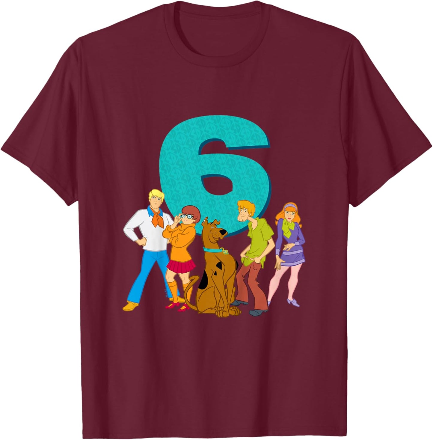 Kids Scooby-Doo 6th Birthday This Meddling Kid is 6 T-Shirt - T-Shirt | Maroon