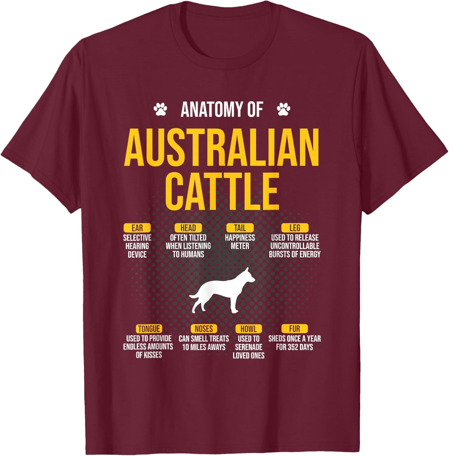 Anatomy Of Australian Cattle Dog Lover Women T-Shirt - T-Shirt | Maroon