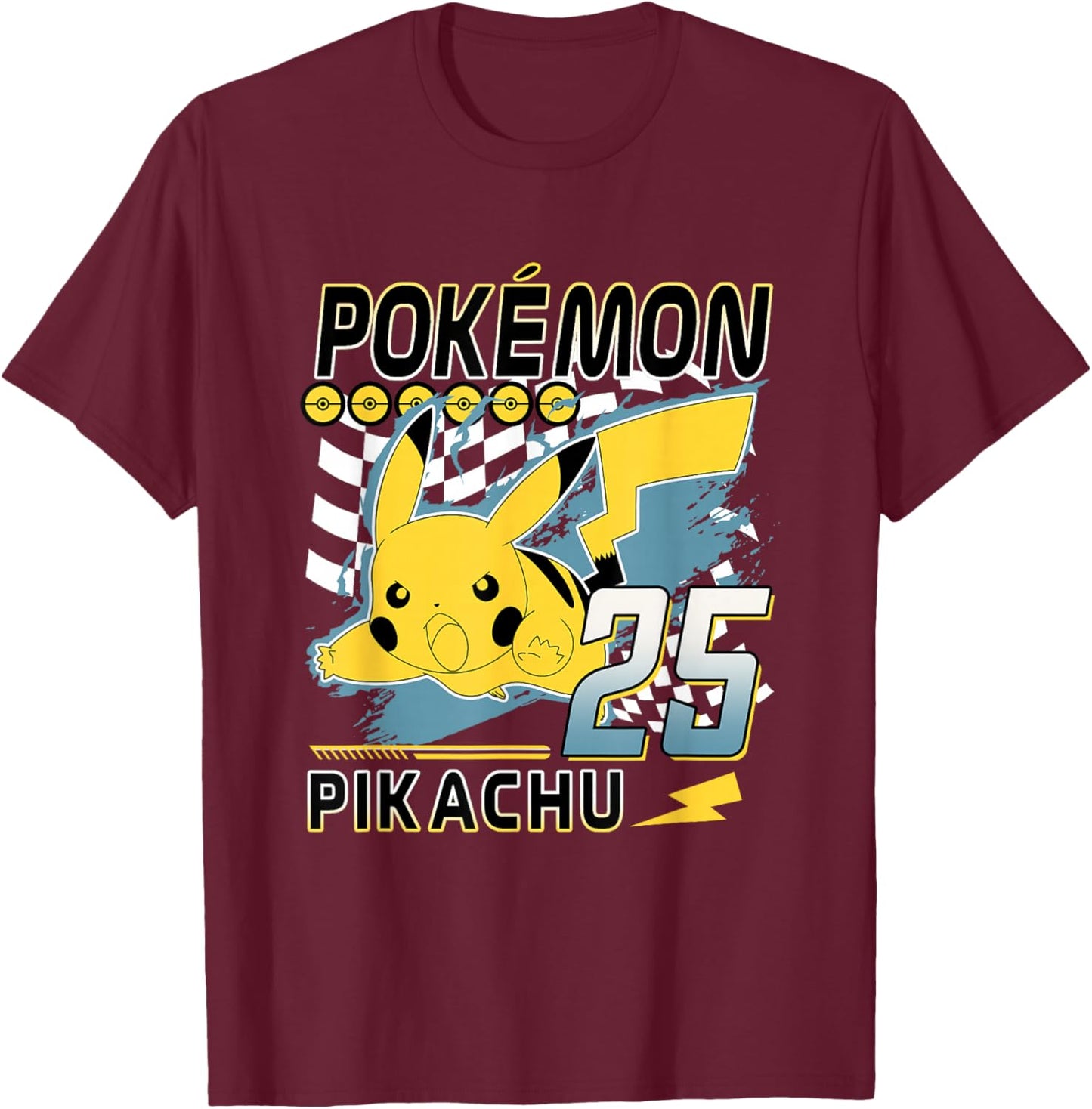 Pokémon Pikachu No. 25 Epic Poster T-Shirt - T-Shirt | Maroon