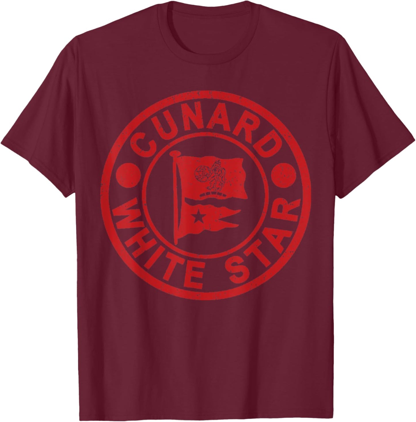 Vintage Cunard White Star Line Queen Mary T-Shirt - T-Shirt | Maroon