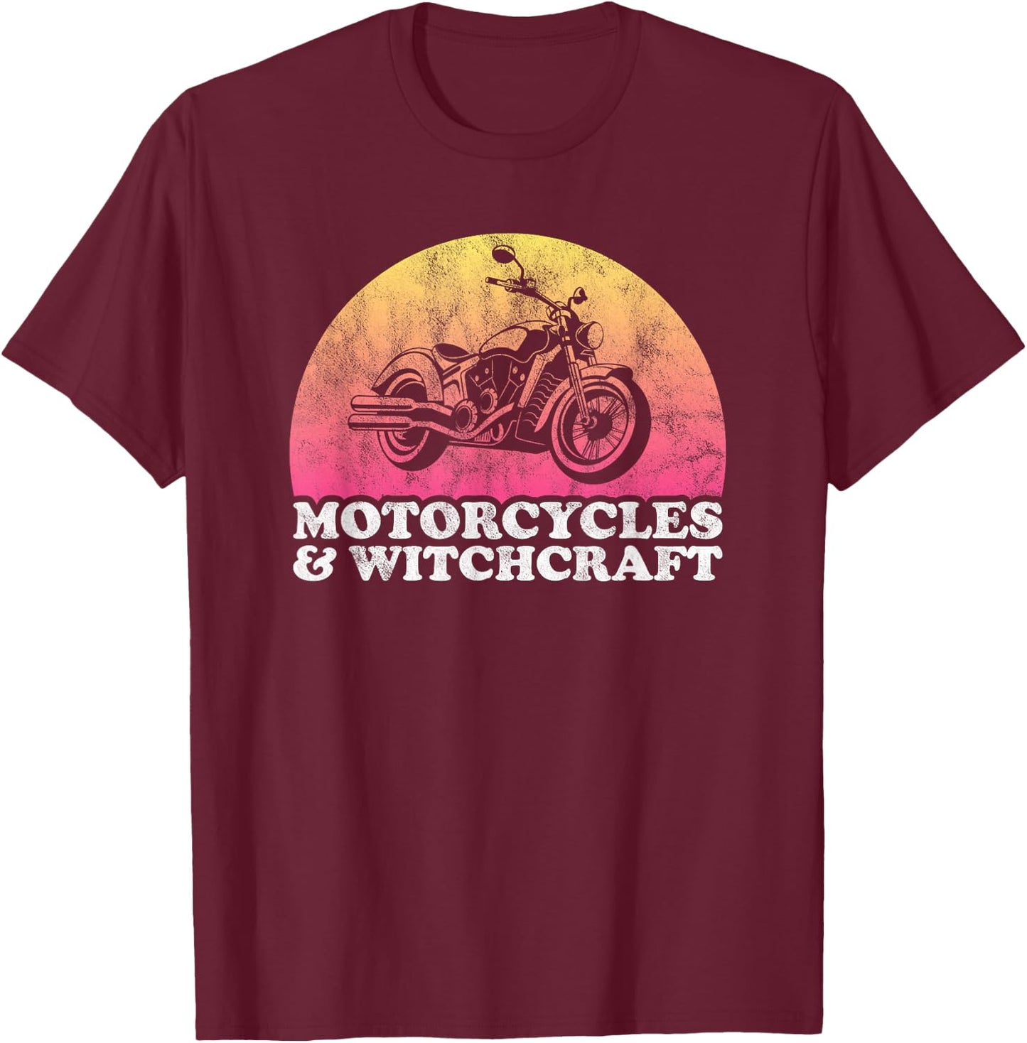 Motorcycle and Witchcraft Motorcycles T-Shirt - T-Shirt | Maroon