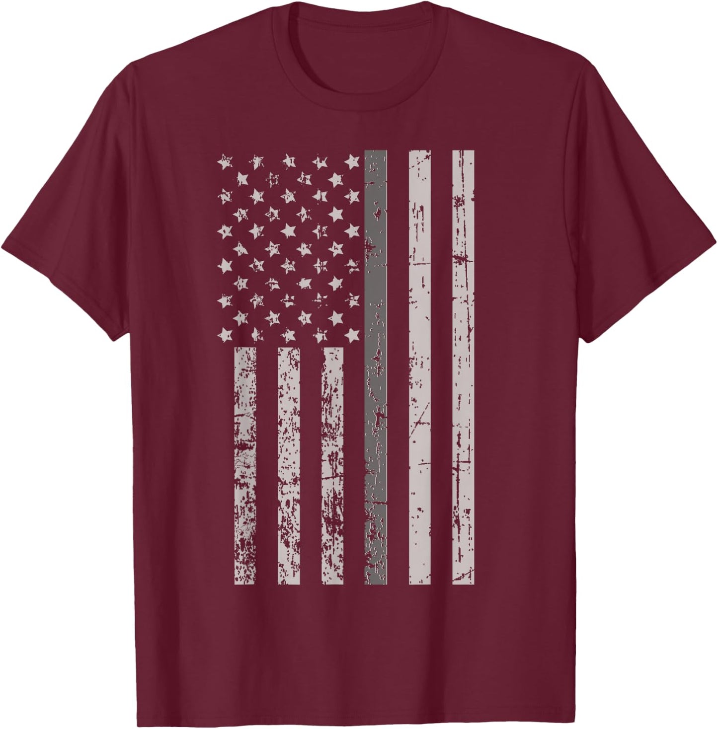 Corrections Officer Gifts Shirt Flag Thin Silver Gray Line T-Shirt - T-Shirt | Maroon