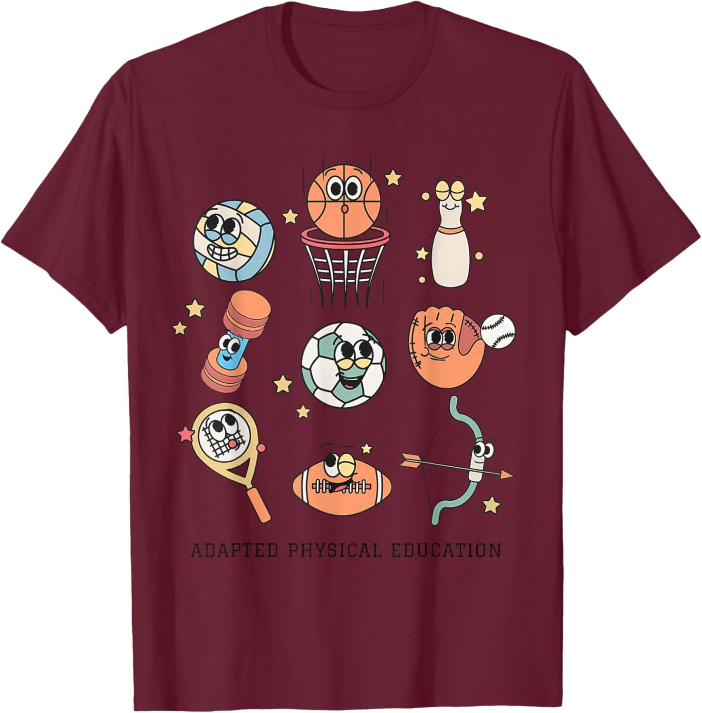Cute Adapted Physical Education Teacher Sports Ape Teacher T-Shirt - T-Shirt | Maroon