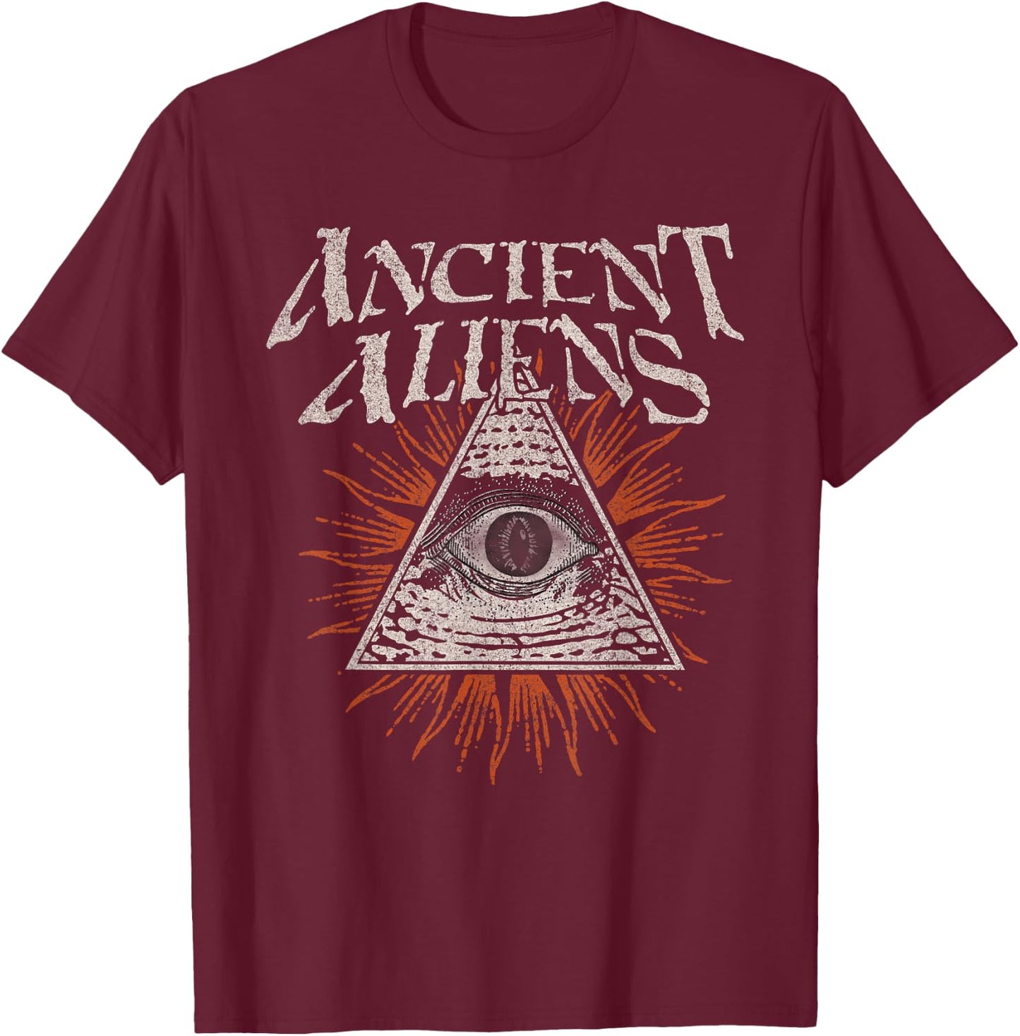 Ancient Aliens Design, Pre History Theory, Pyramid, UFO T-Shirt - T-Shirt | Maroon