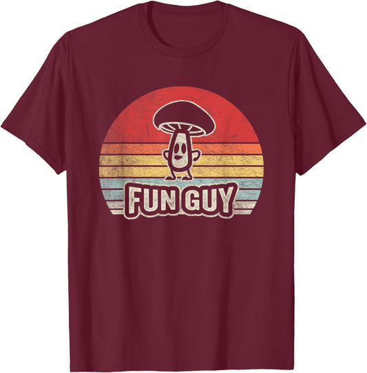 Vintage Fun Guy Fungi Shirt Funny Mushroom Fungus Humor T-Shirt - T-Shirt | Maroon