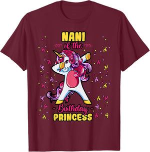 Nani Of The Birthday Princess Unicorn Bday Decor Party T-Shirt - T-Shirt | Maroon