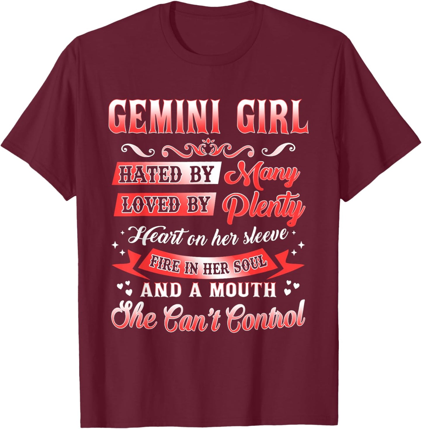 Gemini Girl Shirt Gemini Girl Facts Birthday T-Shirt - T-Shirt | Maroon