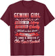 Gemini Girl Shirt Gemini Girl Facts Birthday T-Shirt - T-Shirt | Maroon