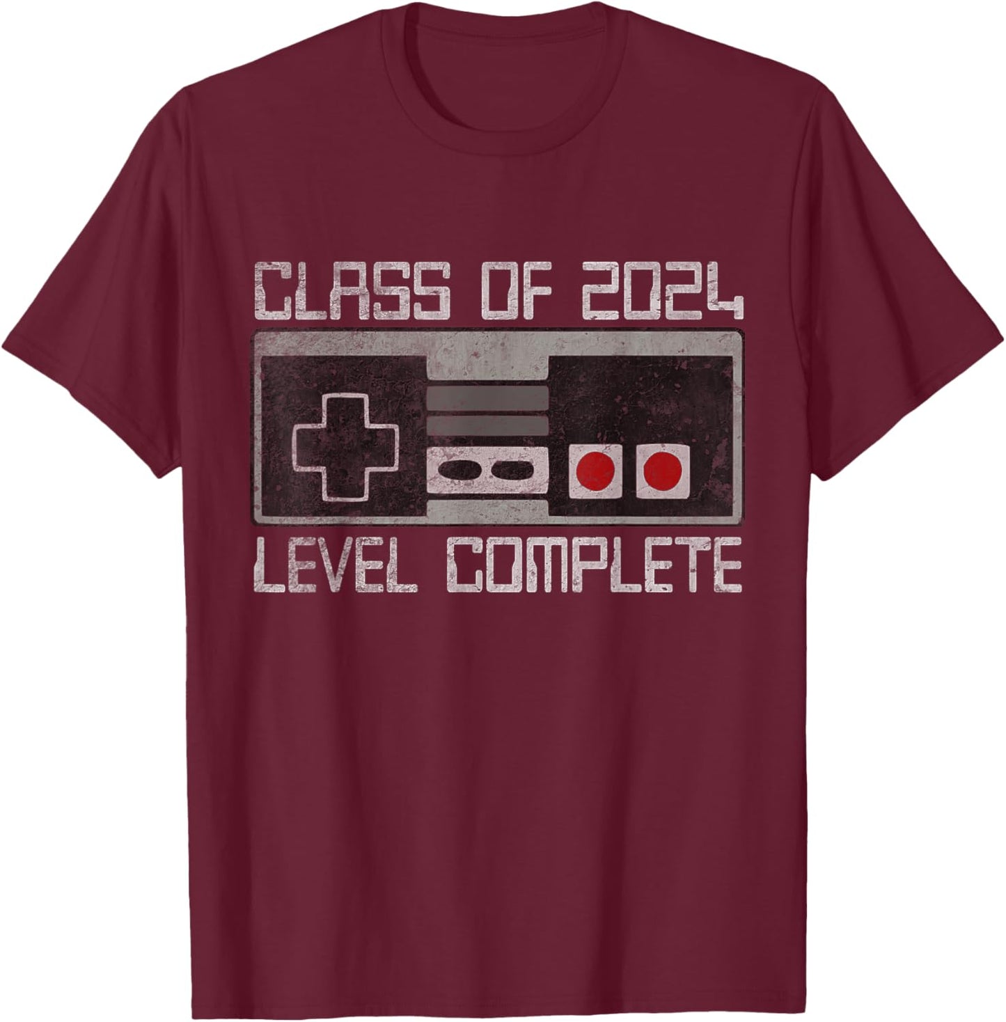 Class Of 2024 Level Complete Senior Graduation Gamer Grad T-Shirt - T-Shirt | Maroon