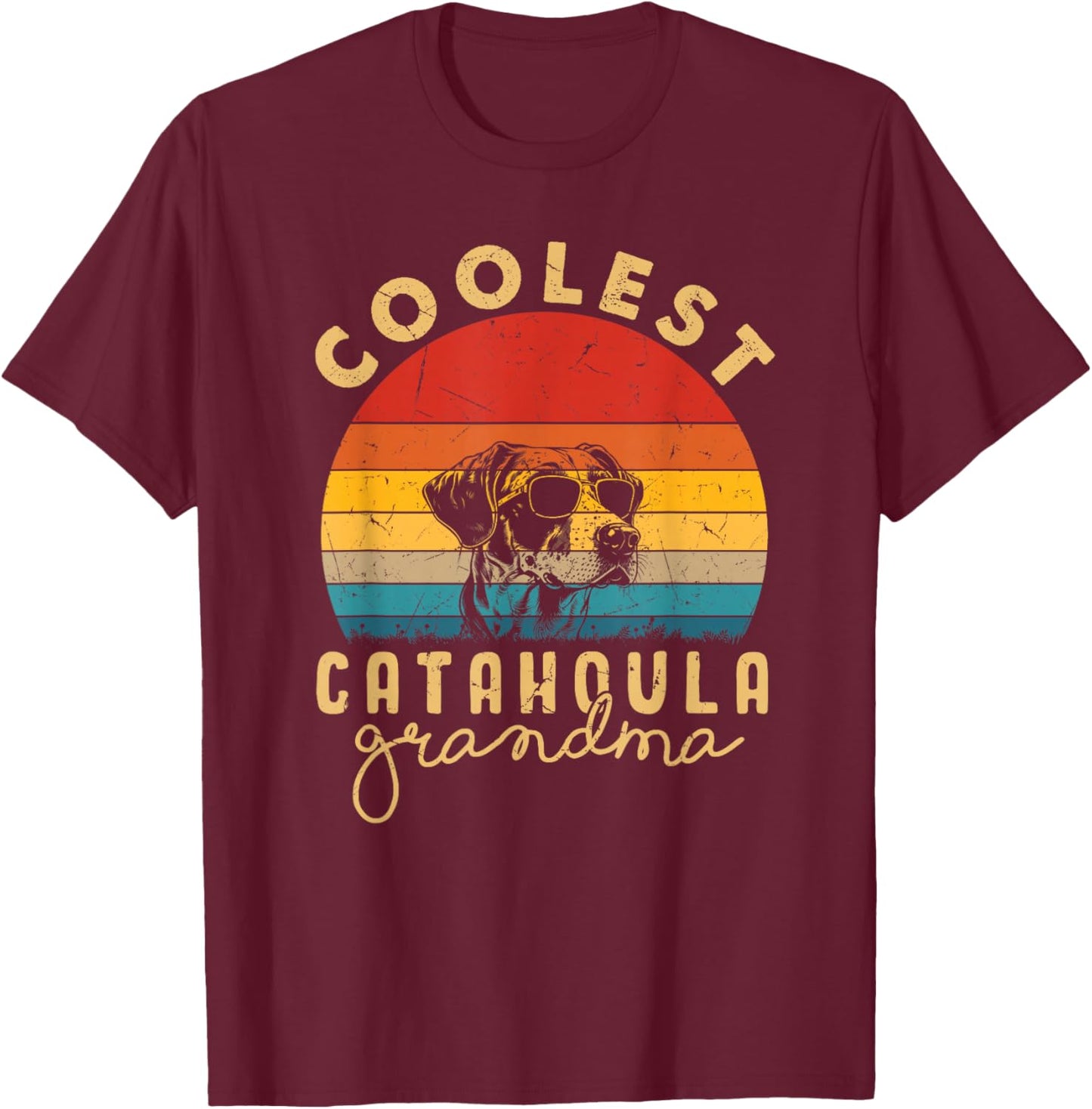 Catahoula Leopard Coolest Grandma Gifts Dog Mom T-Shirt - T-Shirt | Maroon