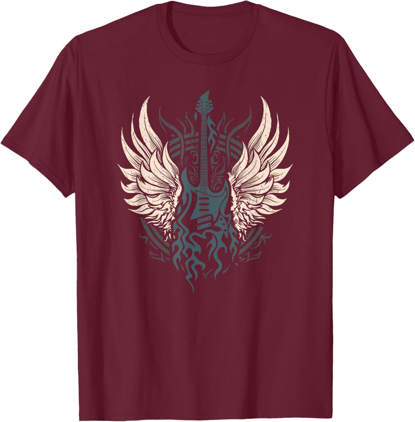 Retro 80s Rock Music Guitar Rock & Roll T-Shirt - T-Shirt | Maroon