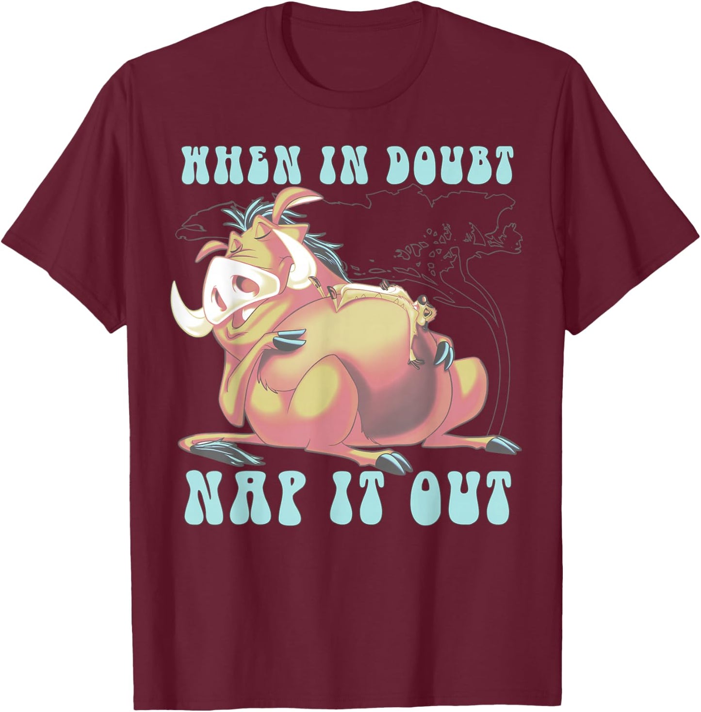 Disney The Lion King Pumbaa When In Doubt Nap It Out T-Shirt - T-Shirt | Maroon