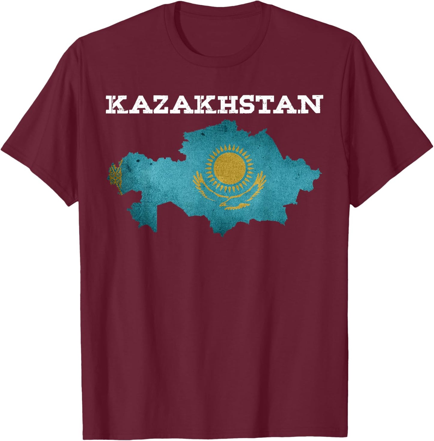 Kazakhstan Patriotic Heritage Eagle Kazakh Flag Gift Women Kids Men T-Shirt - T-Shirt | Maroon
