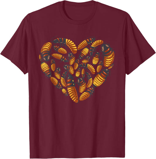 Madagascar Hissing Cockroach Heart Insect Lover T-Shirt - T-Shirt | Maroon