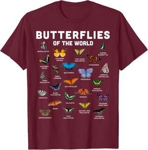 Butterfly Shirt Butterflies Of The World Butterfly Lover T-Shirt - T-Shirt | Maroon