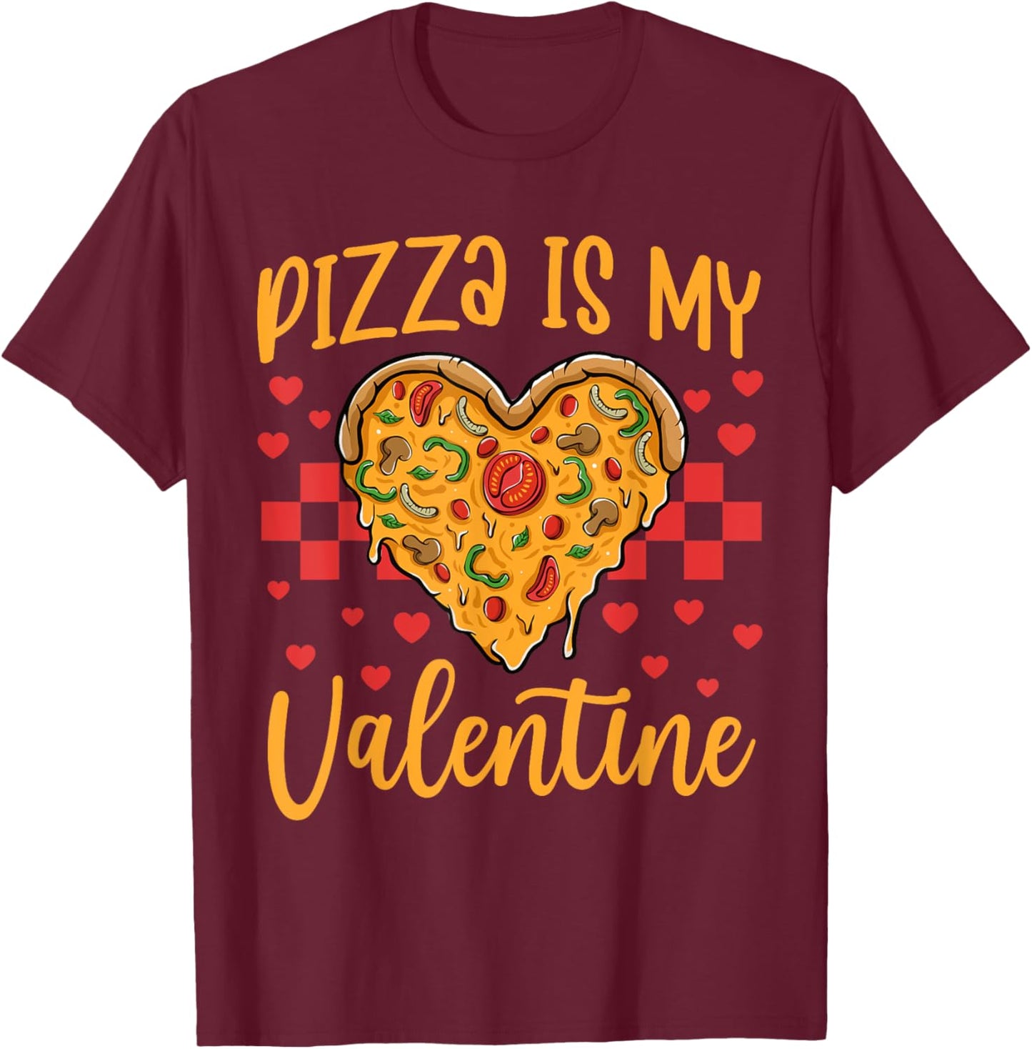 Pizza Is My Valentine Boys Kids Pizza Lover Valentines Day T-Shirt - T-Shirt | Maroon