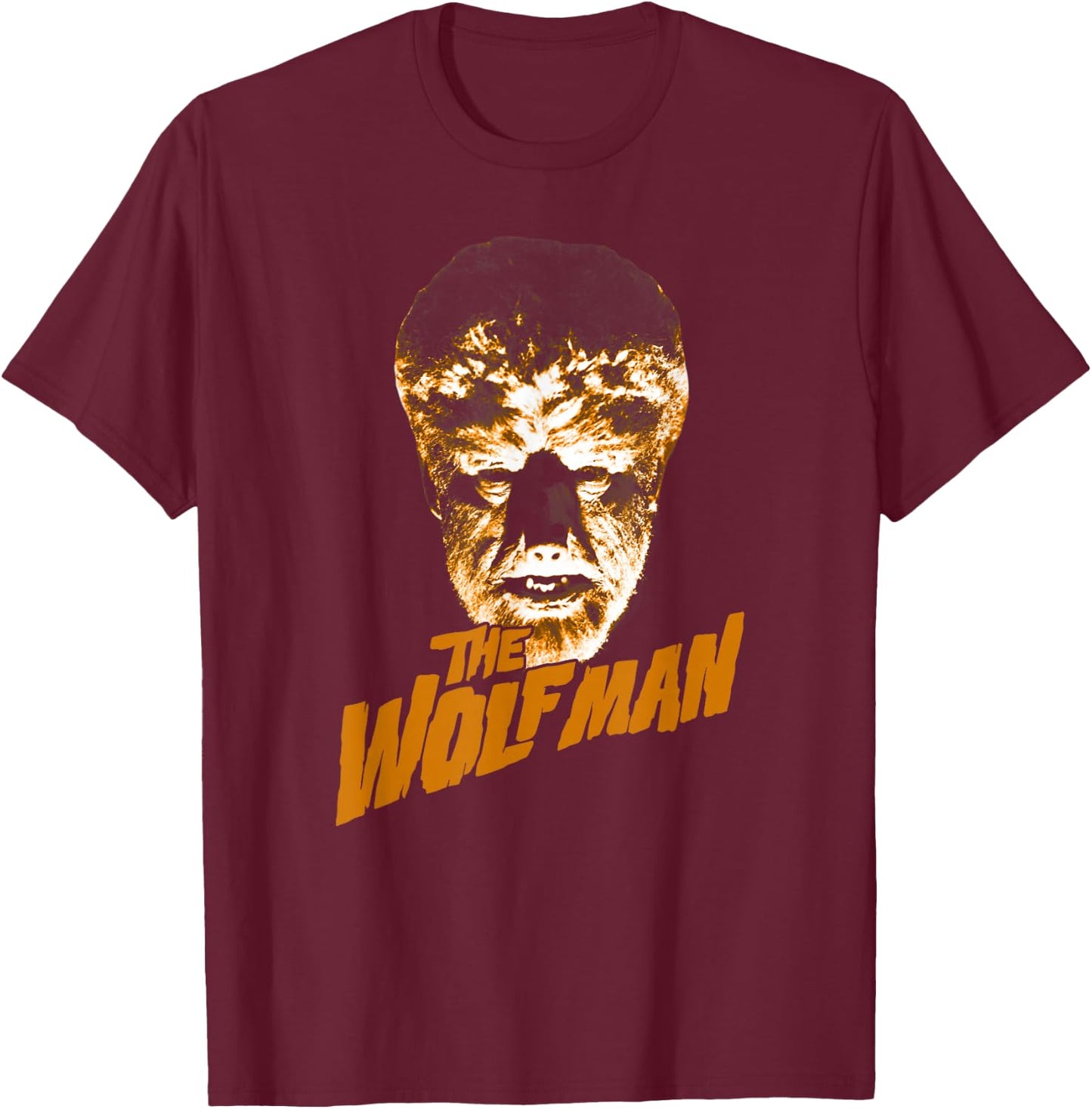 Universal Monsters The Wolf Man Dark Portrait T-Shirt - T-Shirt | Maroon