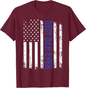 Best Dad Ever American Flag Police Father's Day T-Shirt - T-Shirt | Maroon