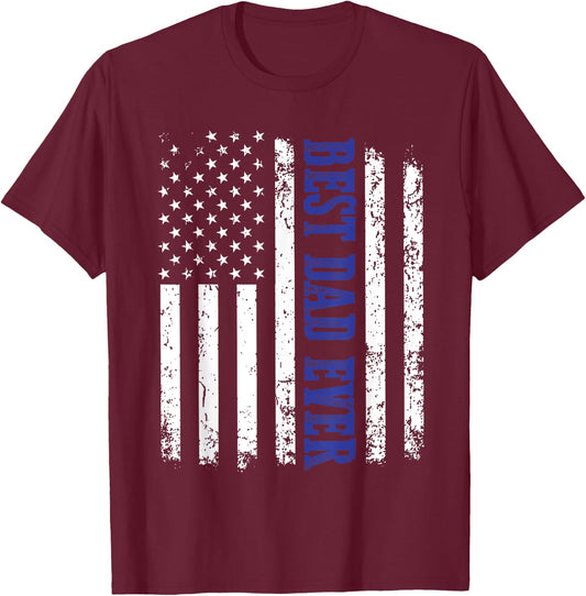 Best Dad Ever American Flag Police Father's Day T-Shirt - T-Shirt | Maroon