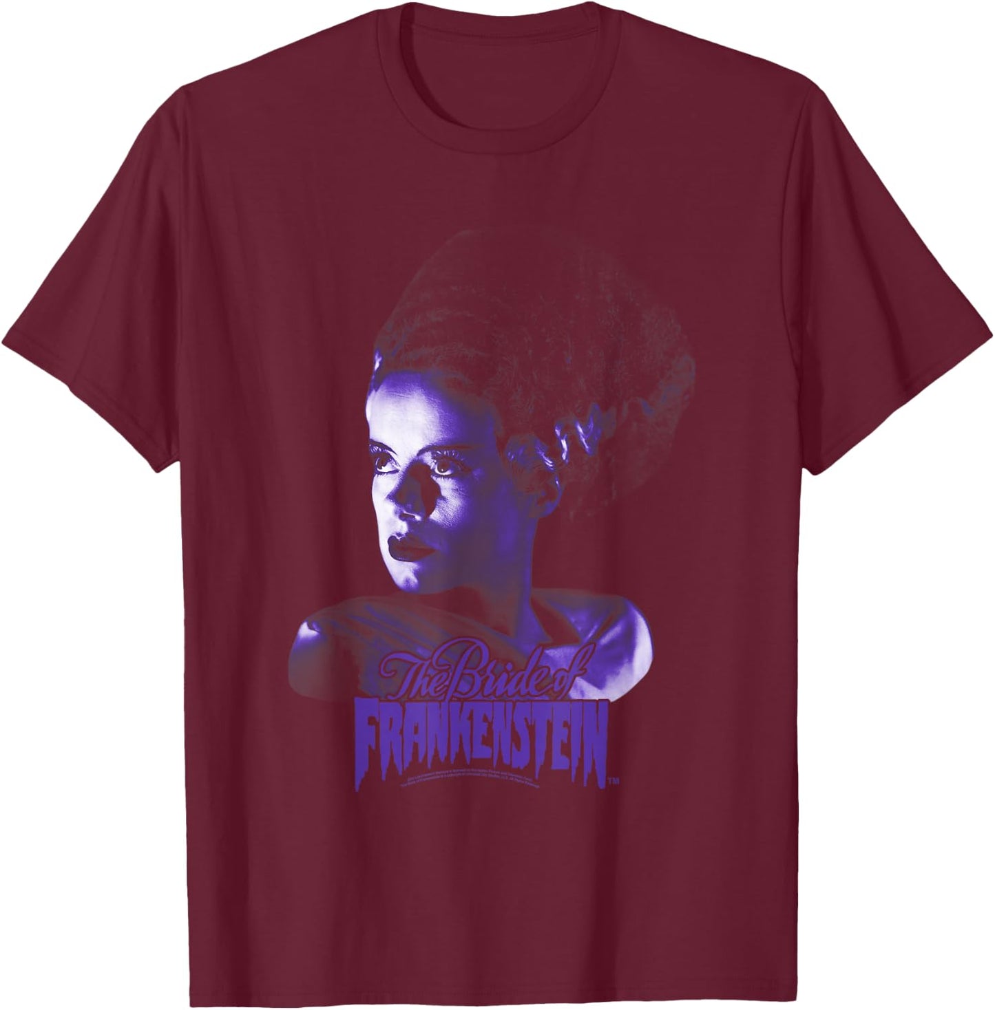 Universal Monsters Bride Of Frankenstein Dark Portrait T-Shirt - T-Shirt | Maroon