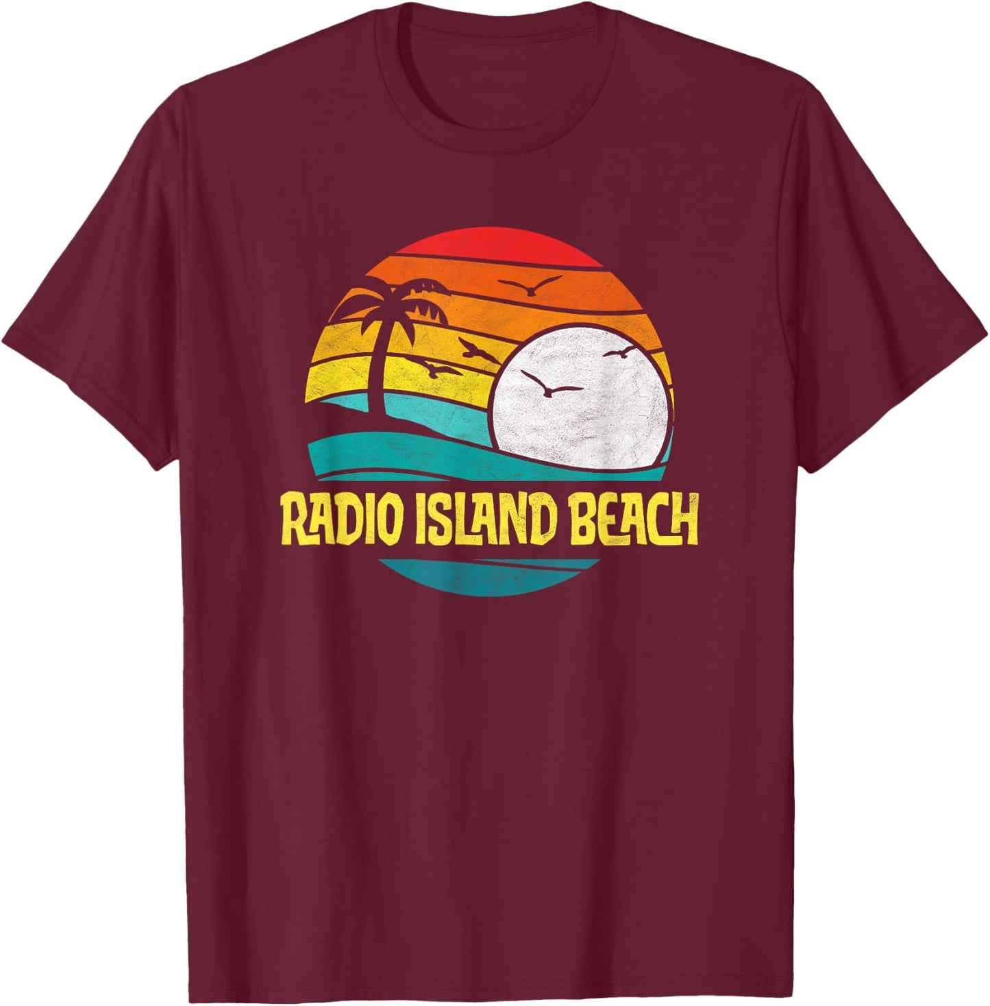 Retro Radio Island Beach Sun & Surf Eighties Graphic T-Shirt - T-Shirt | Maroon