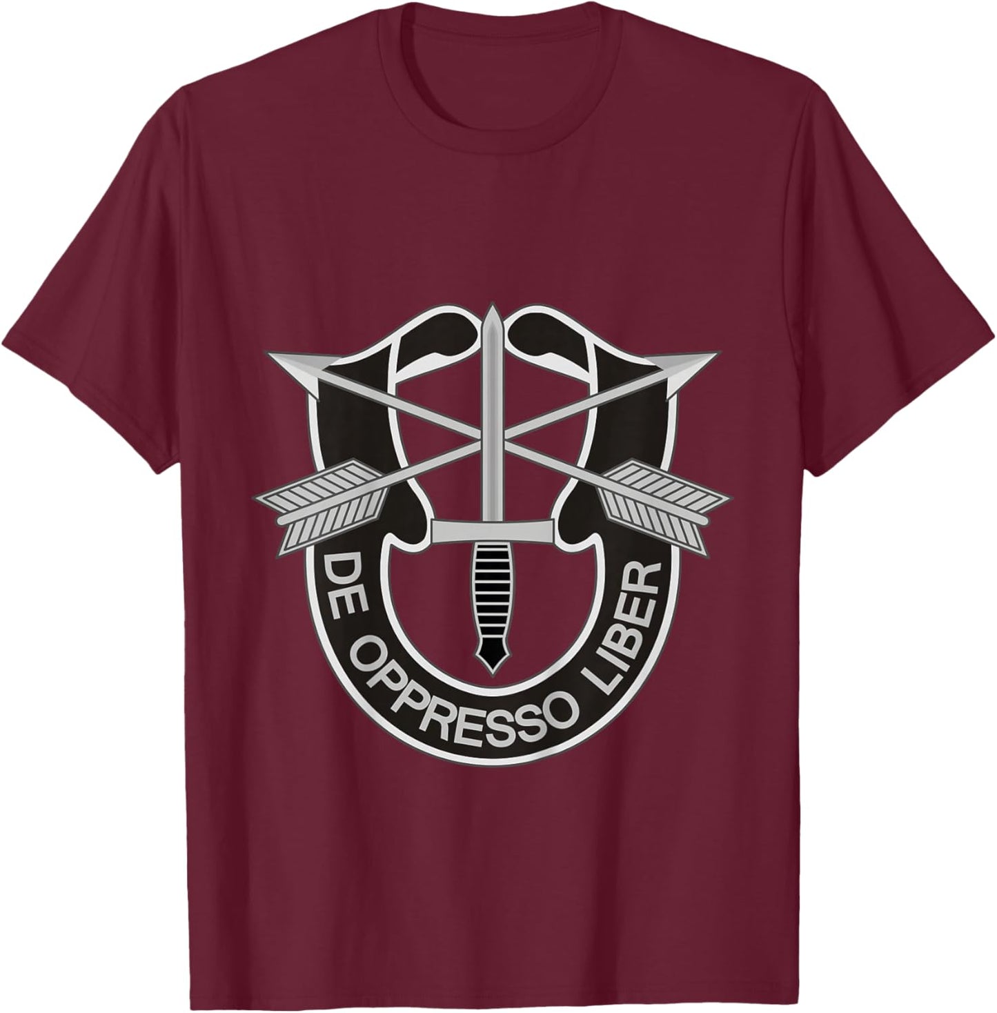 Kids US Special Forces Crest - De Oppresso Liber for Boys, Girls T-Shirt - T-Shirt | Maroon
