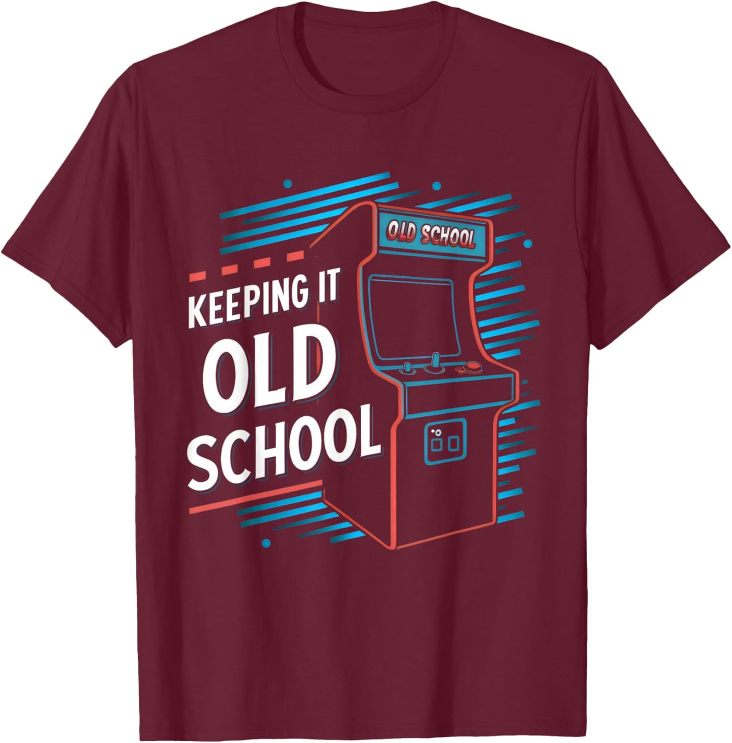 Keeping It Old School Gamer Vintage 80's 90's Arcade Gaming T-Shirt - T-Shirt | Maroon