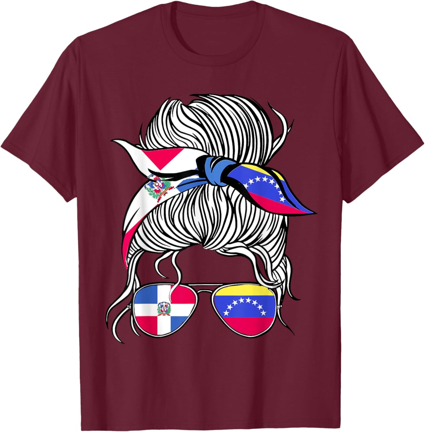 Dominican Republic Flag Venezuela Grown Women Girl Country T-Shirt - T-Shirt | Maroon