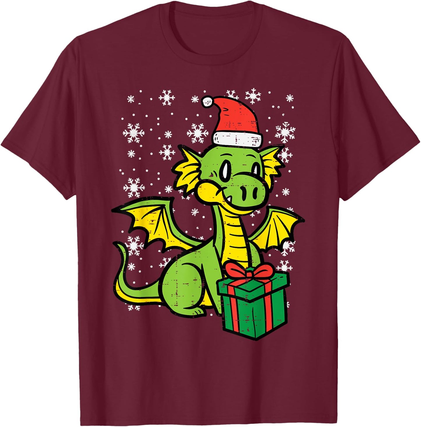 Christmas Dragon Santa Cute Xmas Boys Girls Kids Toddler T-Shirt - T-Shirt | Maroon