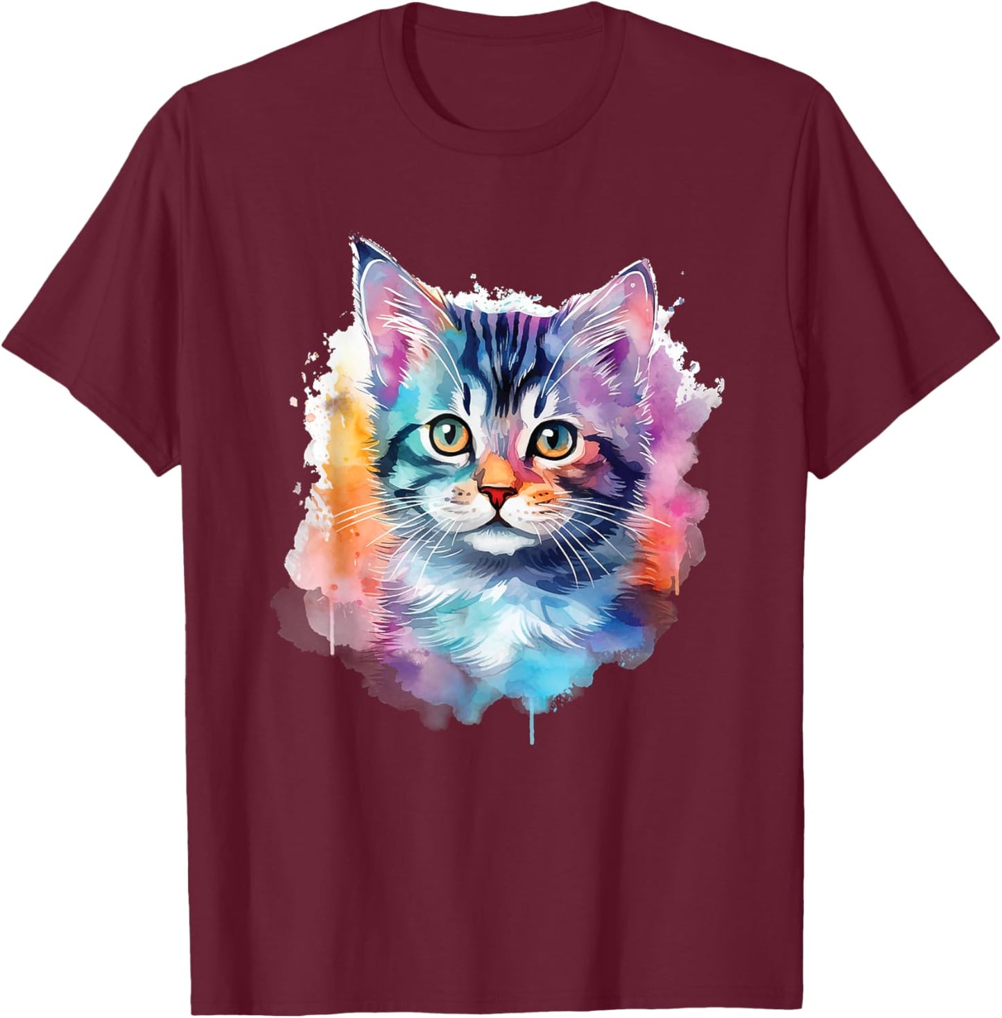 Colorful Cat - Cat Lover Kitten Owner Kitty Women Girls Kids T-Shirt - T-Shirt | Maroon