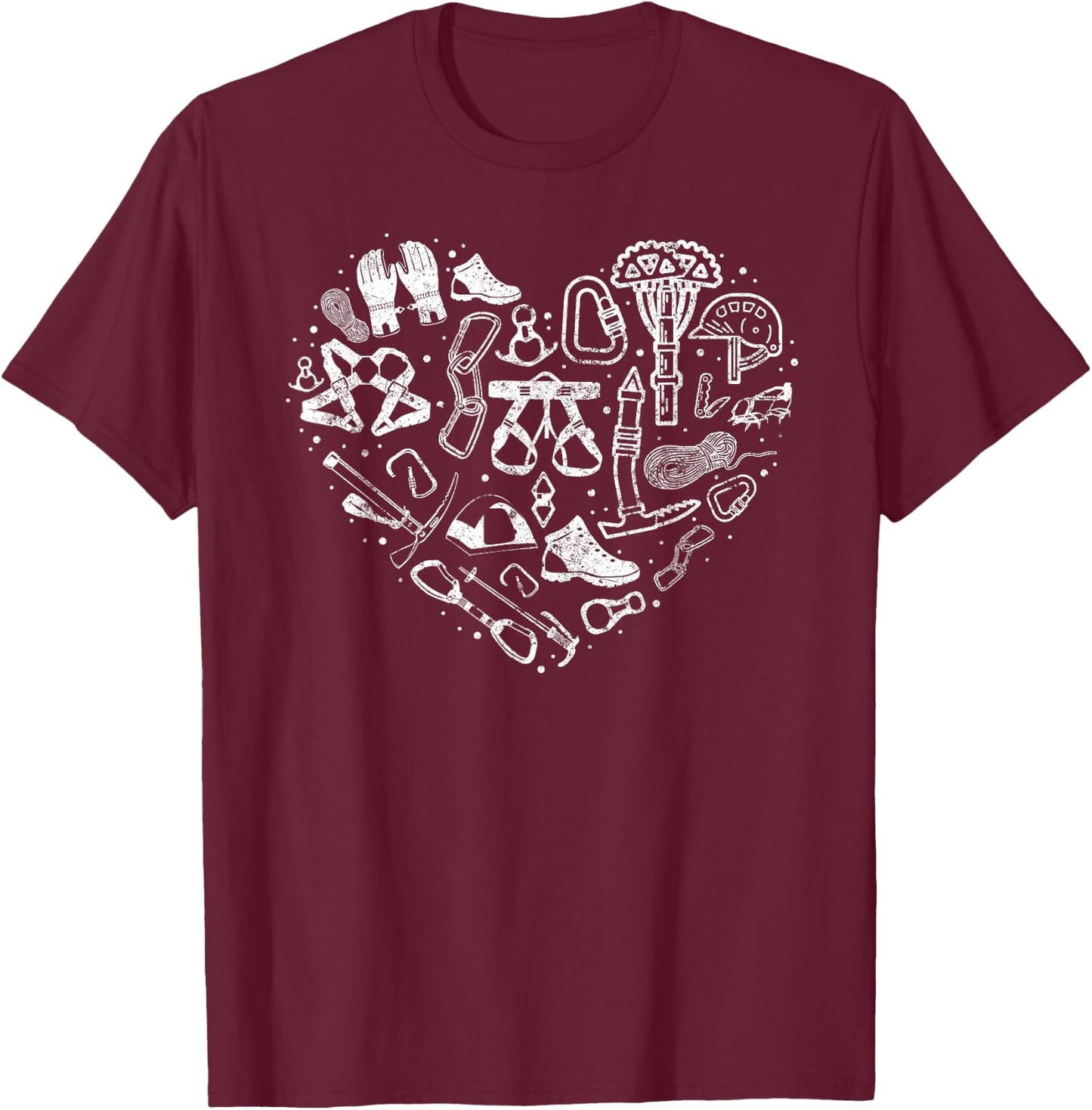Climber Rock Climbing Equipment Girl Heart Carabiner T-Shirt - T-Shirt | Maroon