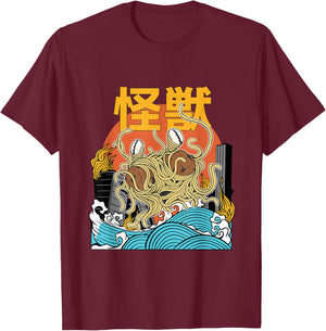 Flying Spaghetti Monster Sunset Japanese T-Shirt - T-Shirt | Maroon