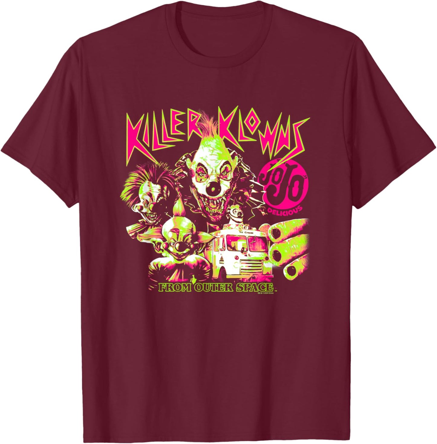 Killer Klowns from Outer Space JoJo Delicious Neon Poster T-Shirt - T-Shirt | Maroon