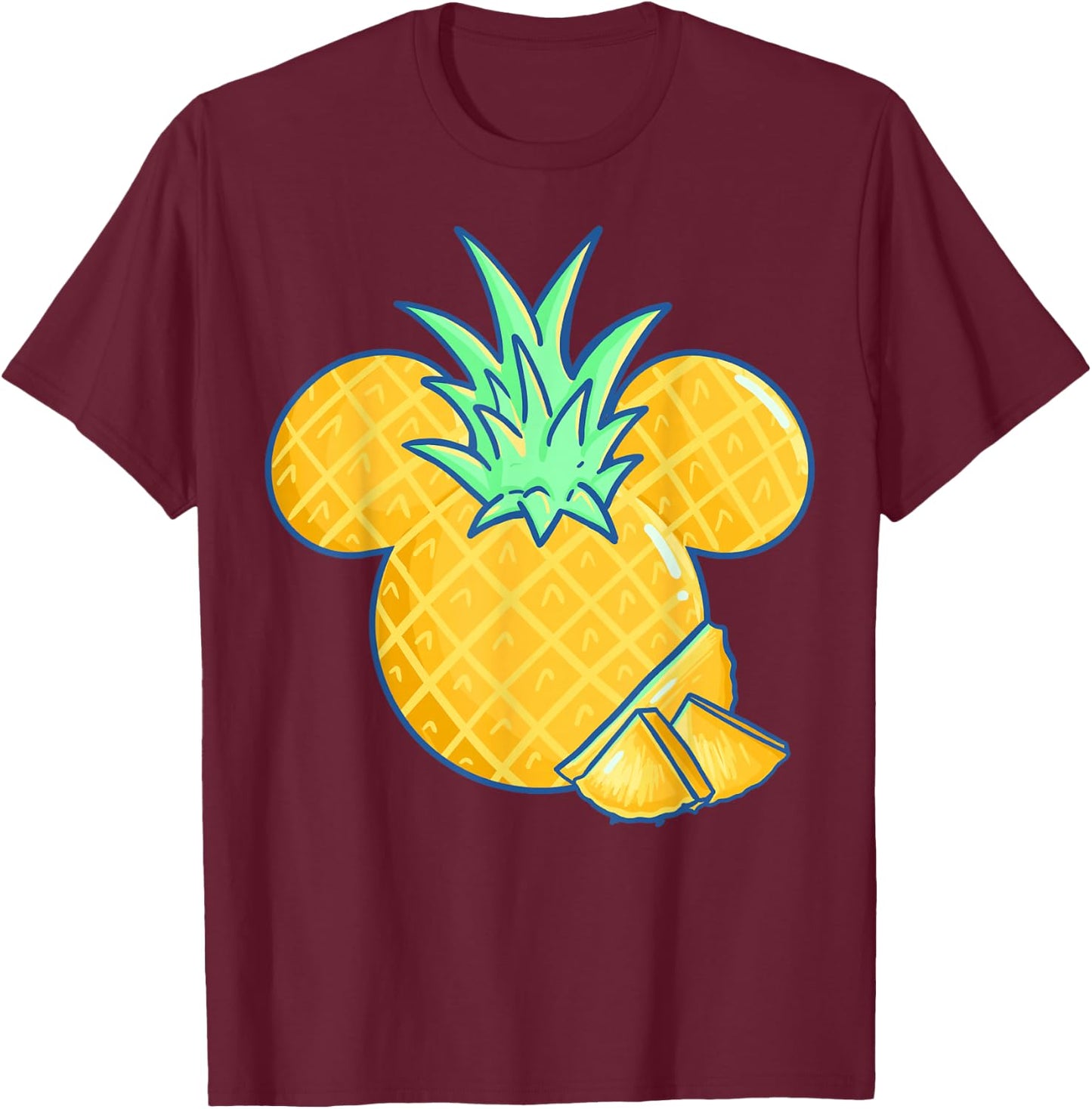 Disney Mickey & Friends Mickey Pineapple Logo Small T-Shirt - T-Shirt | Maroon