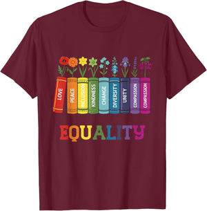 Equality Books Pride CSD Party für Schwule und Schwule in Regenbogenfarben, LGBTQ T-Shirt - T-Shirt | Maroon