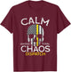 Calm Among Total Chaos 911 Dispatcher US Flag T-Shirt - T-Shirt | Maroon