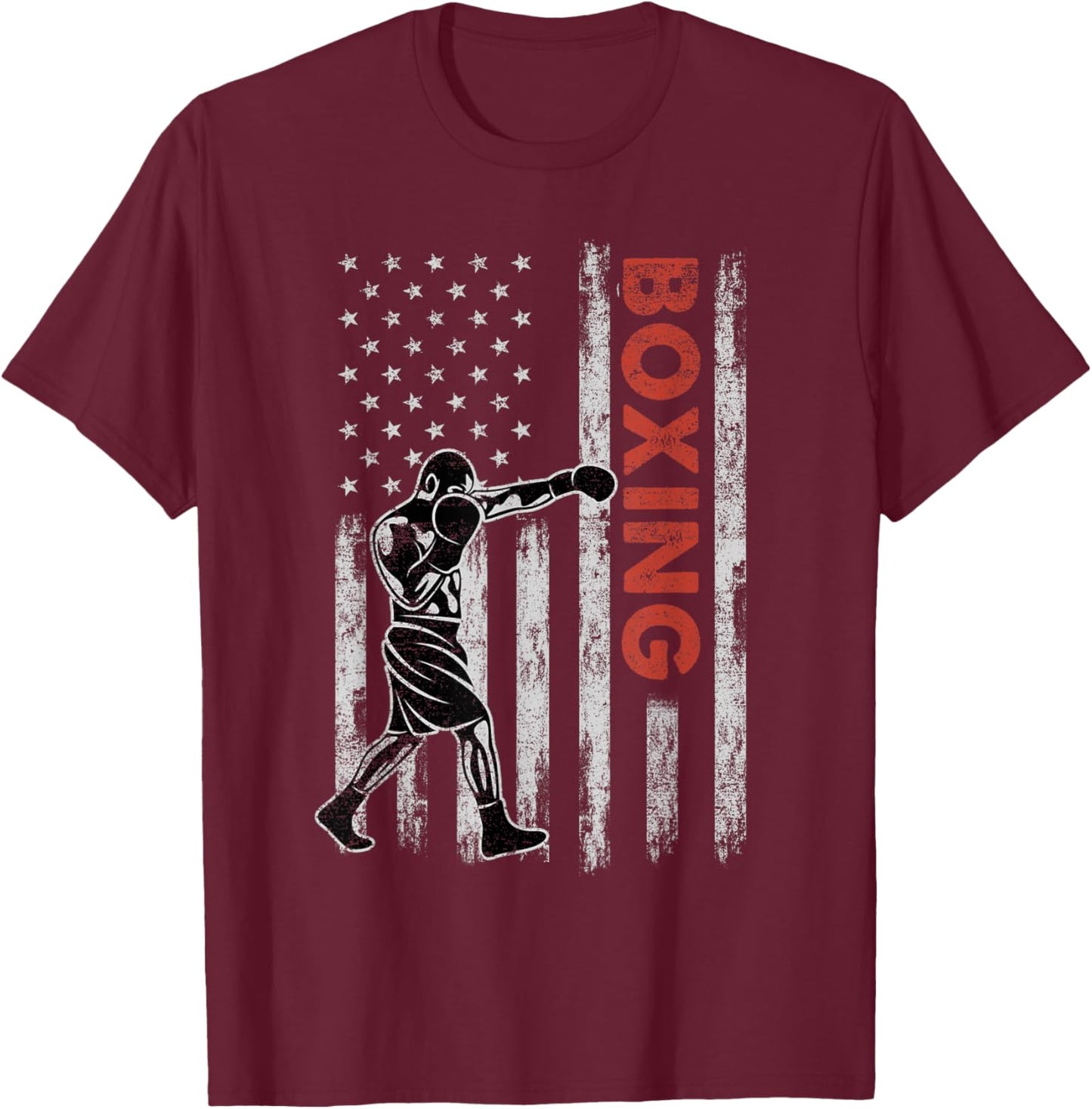Boxing Lovers Vintage American Flag 4th Of July Gift Kids Men T-Shirt - T-Shirt | Maroon