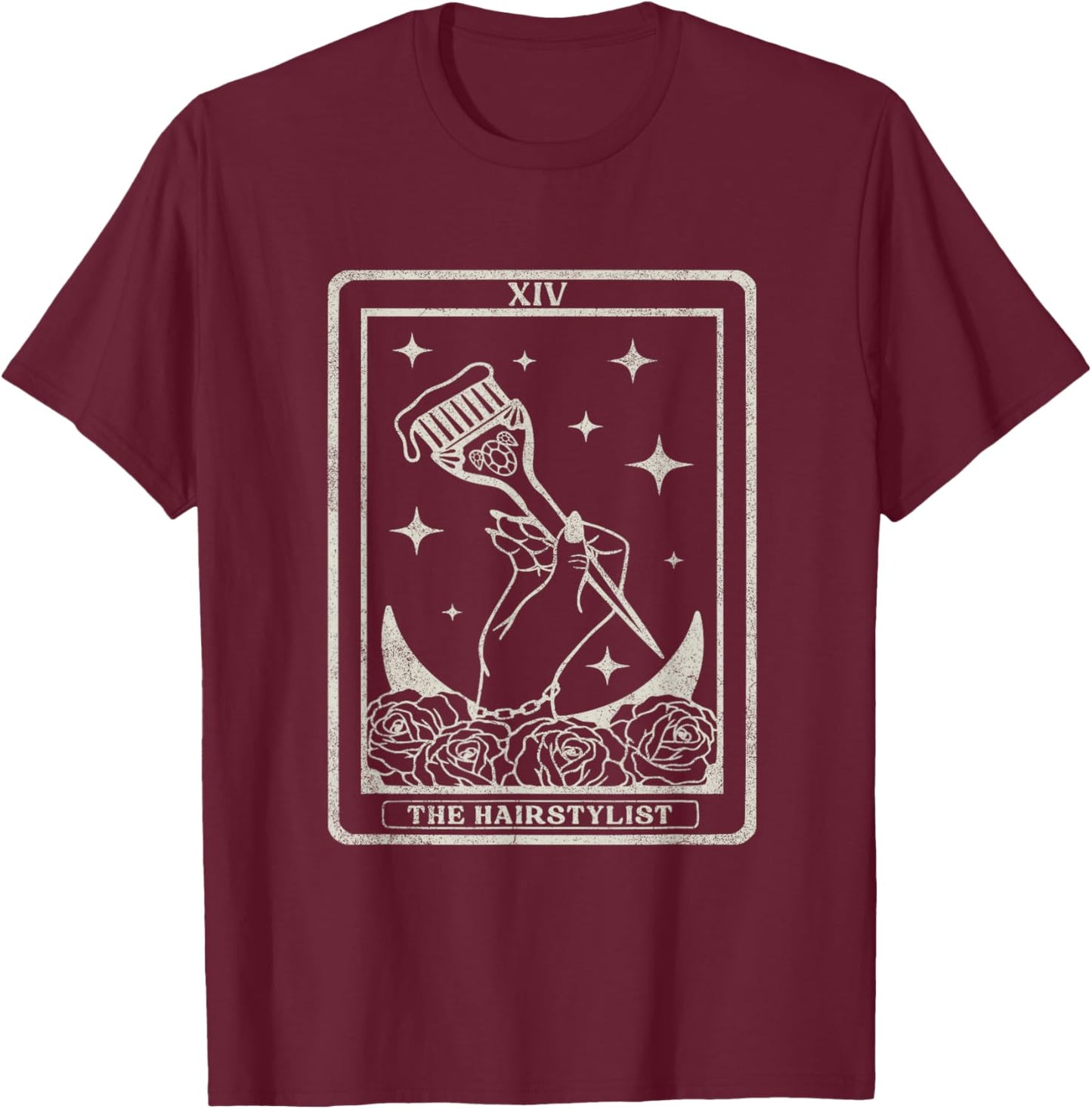 Vintage The Hairstylist Tarot Card Hair Stylist T-Shirt - T-Shirt | Maroon