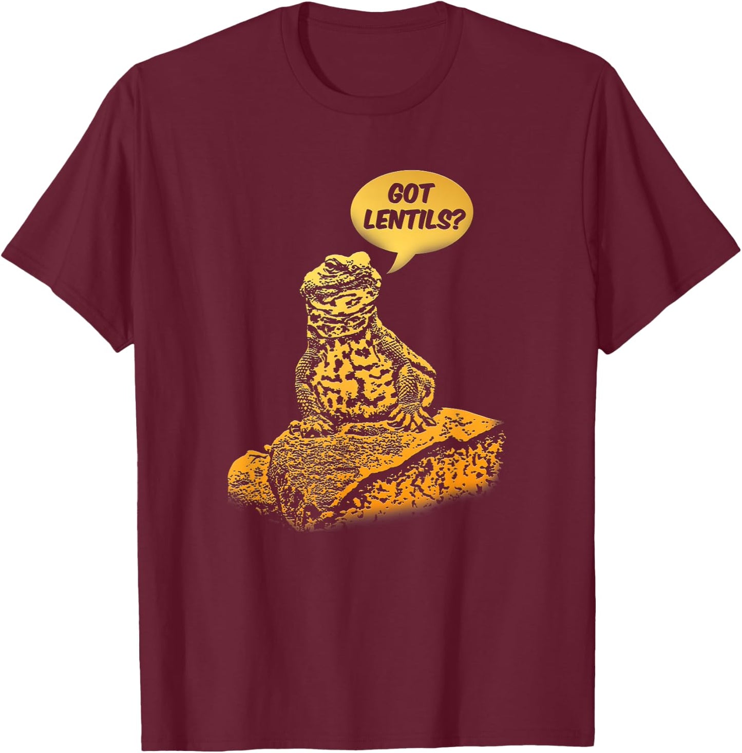 Thorn Tailed Reptile & Uromastyx Lizard Gift Got Lentils Funny Uromastyx Dabb Lizard Cute Agama -Adults Black Small T-Shirt - T-Shirt | Maroon