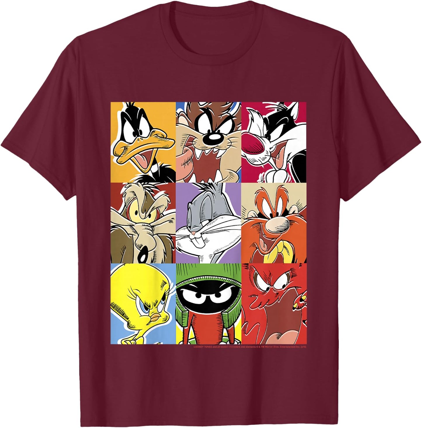 Kids Looney Tunes Group Shot Comic Box Up T-Shirt - T-Shirt | Maroon