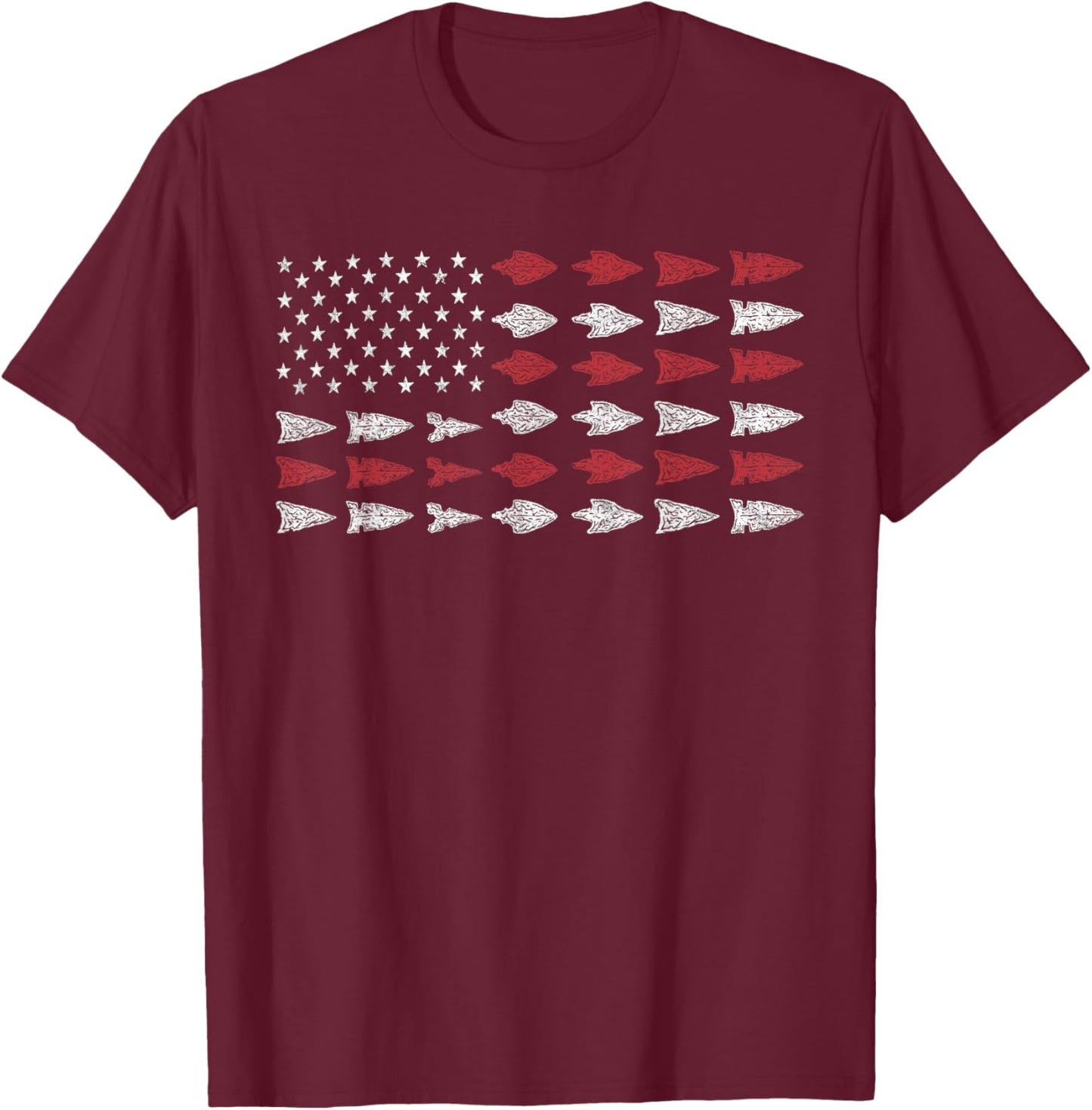 Arrowhead Hunting USA Flag Arrowhead Hunter T-Shirt - T-Shirt | Maroon
