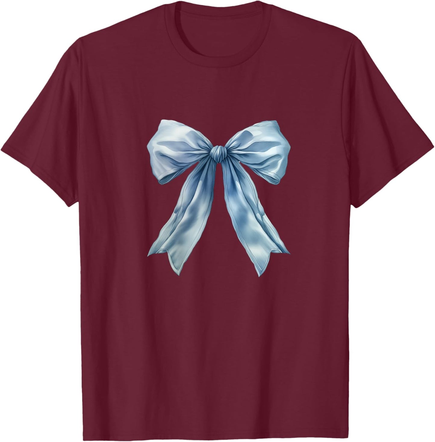 Baby Blue Bow Cute Coquette y2k Clean Girl Aesthetic Women T-Shirt - T-Shirt | Maroon