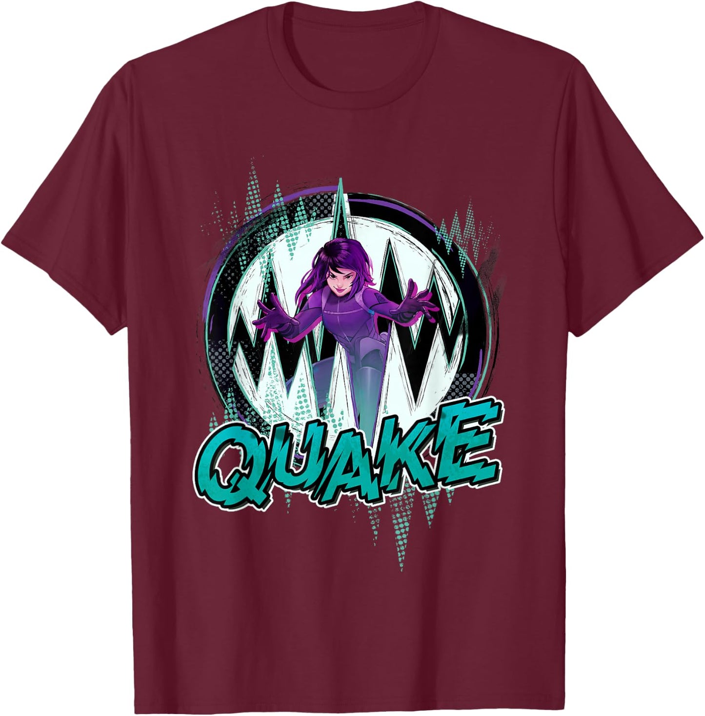 Marvel Rising Secret Warriors Quake Action Pose Logo T-Shirt - T-Shirt | Maroon