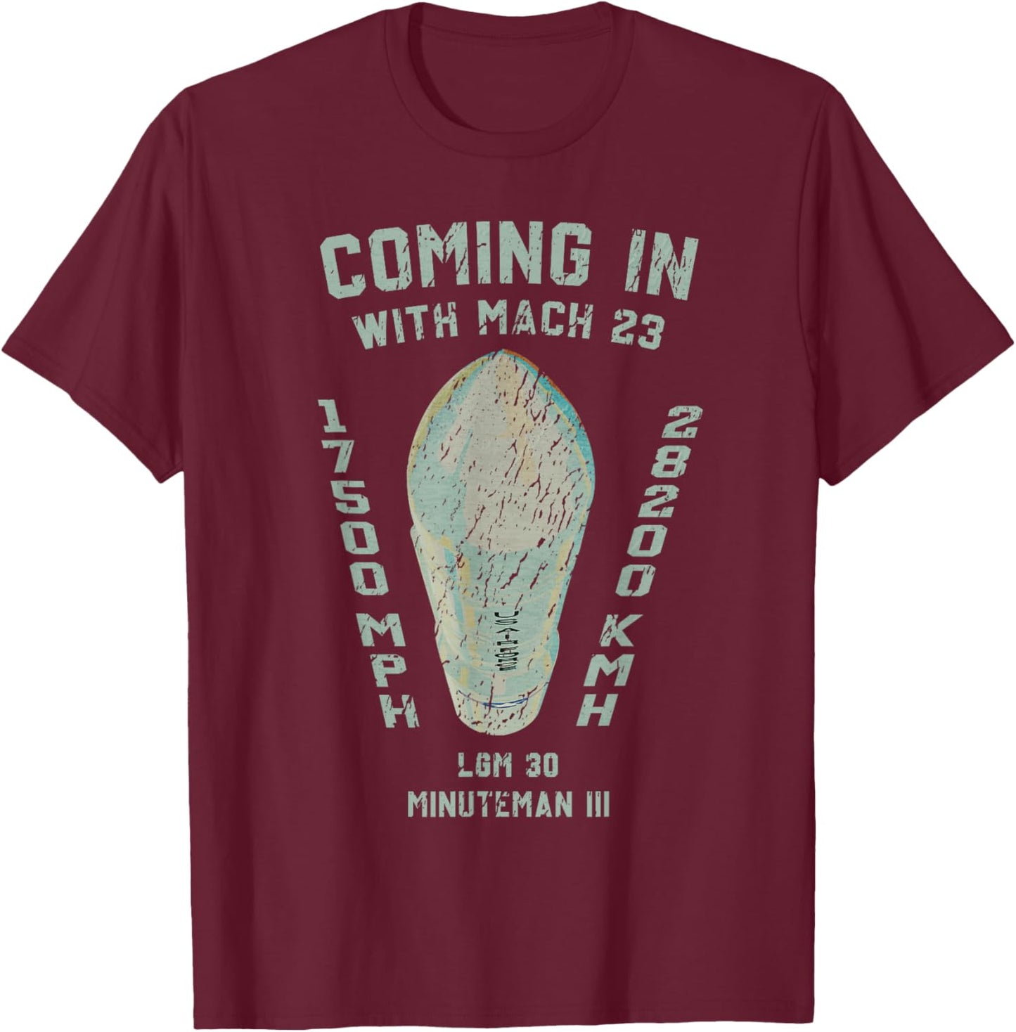LGM-30 Minuteman Ballistic Missile US Warhead Cold War T-Shirt - T-Shirt | Maroon