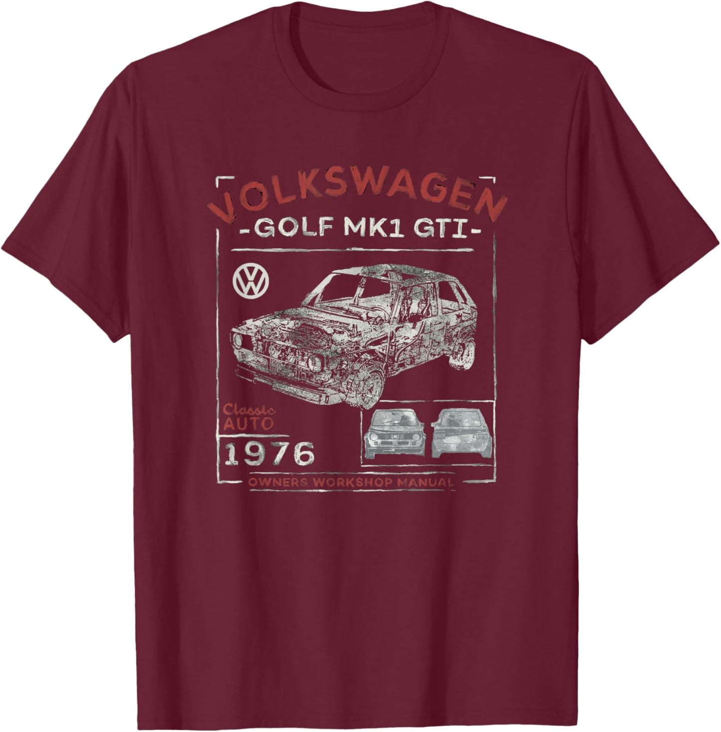 Volkswagen Golf MK1 GTI Owners Workshop Manual T-Shirt - T-Shirt | Maroon