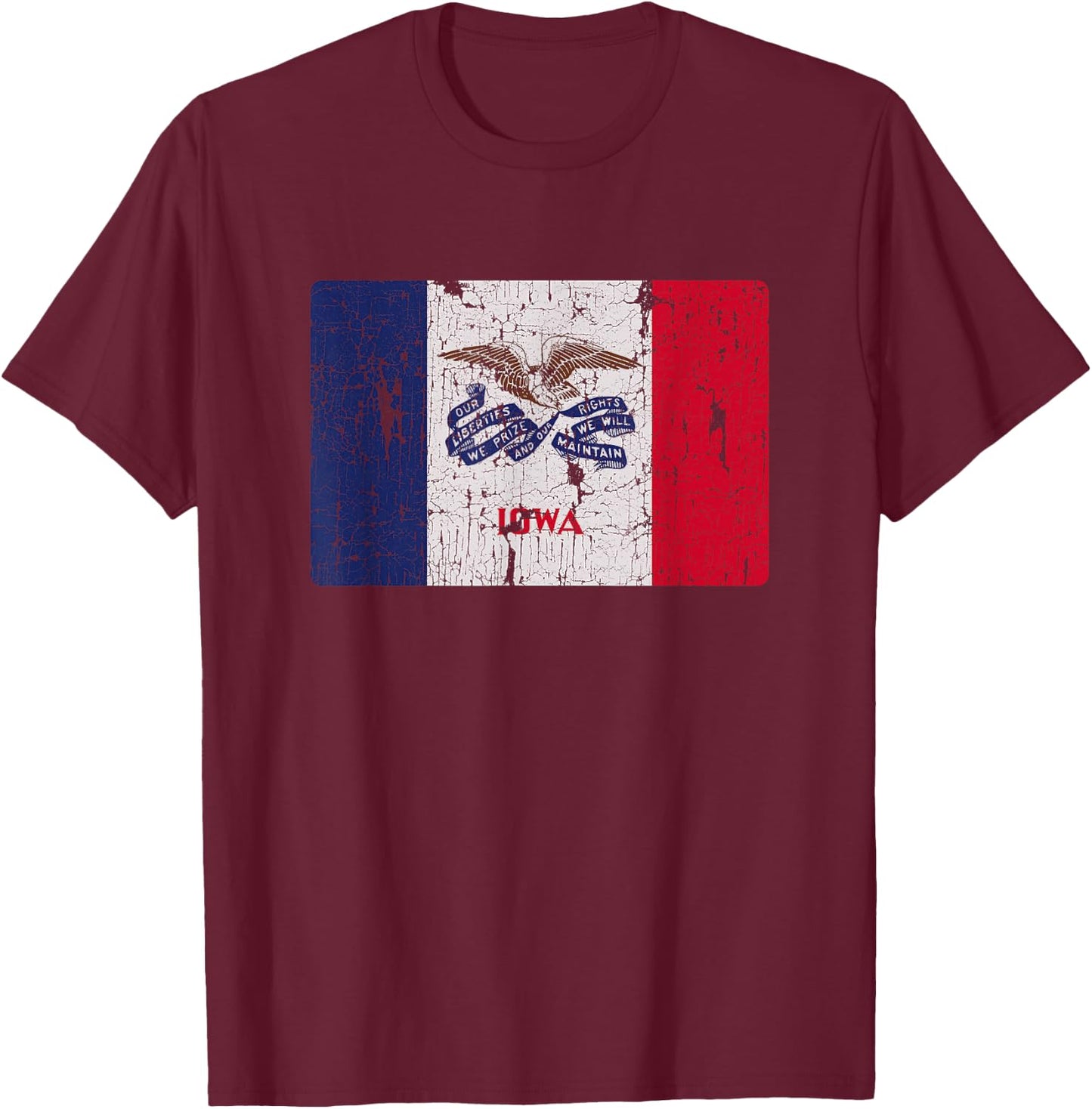 Vintage Iowa Flag IA Souvenir T-Shirt - T-Shirt | Maroon