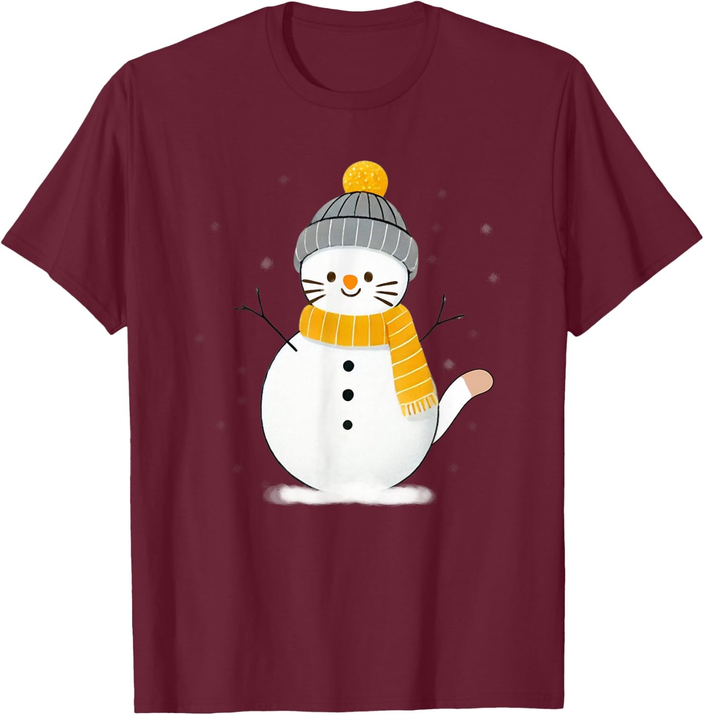 Funny Winter Cat, Cool Snow Cat T-Shirt - T-Shirt | Maroon