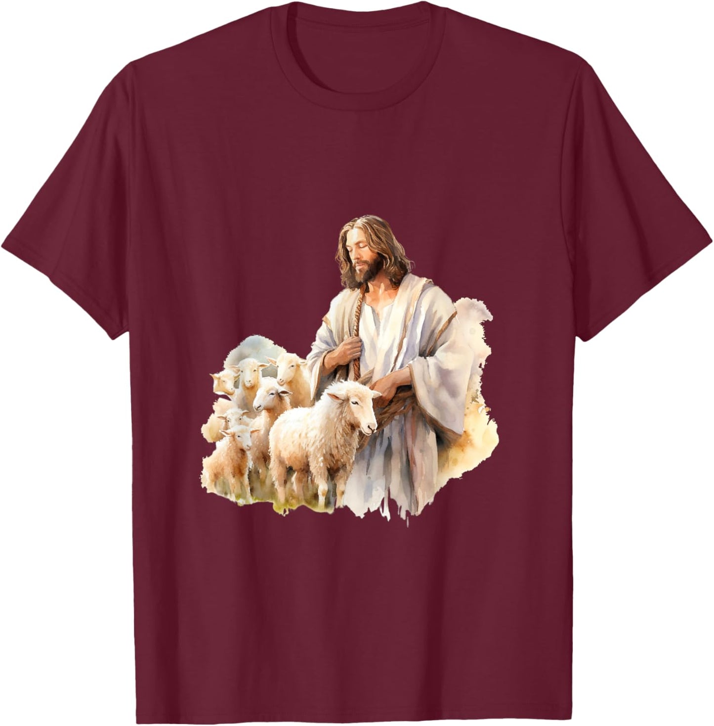 Lord Jesus Son of God Hope Lamb Church Sheep Peace T-Shirt - T-Shirt | Maroon